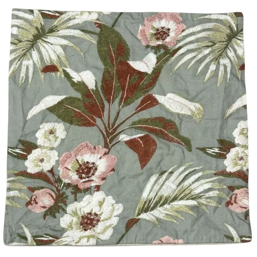 Pottery Barn Vintage Islands Tropical Floral Embroidered 24